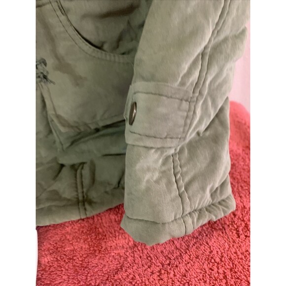 ARMY SHELTER MAD YOUR FAME DOWN Jacket  Faux Fur Parka Coat SMALL sz GREEN - Picture 6 of 12